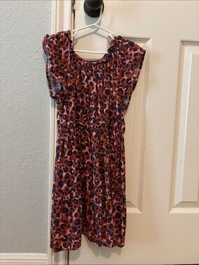 Girls' Leopard Print Short Sleeve Dress